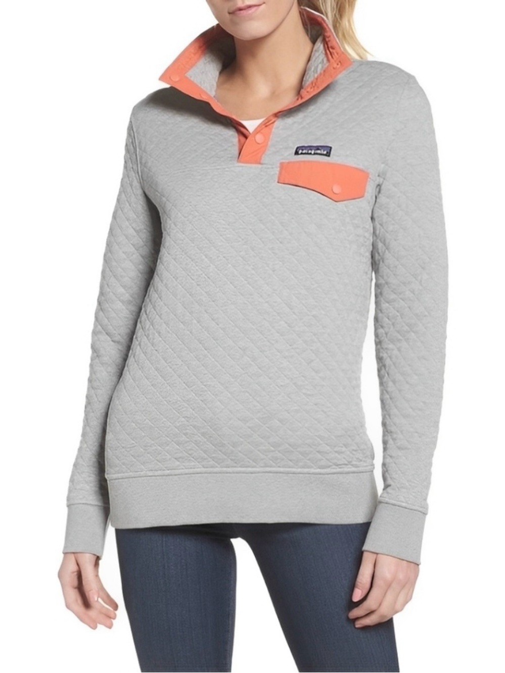 PATAGONIA Organic Cotton Quilt Snap-T®
Pullover, Drifter Grey W/Quartz Coral